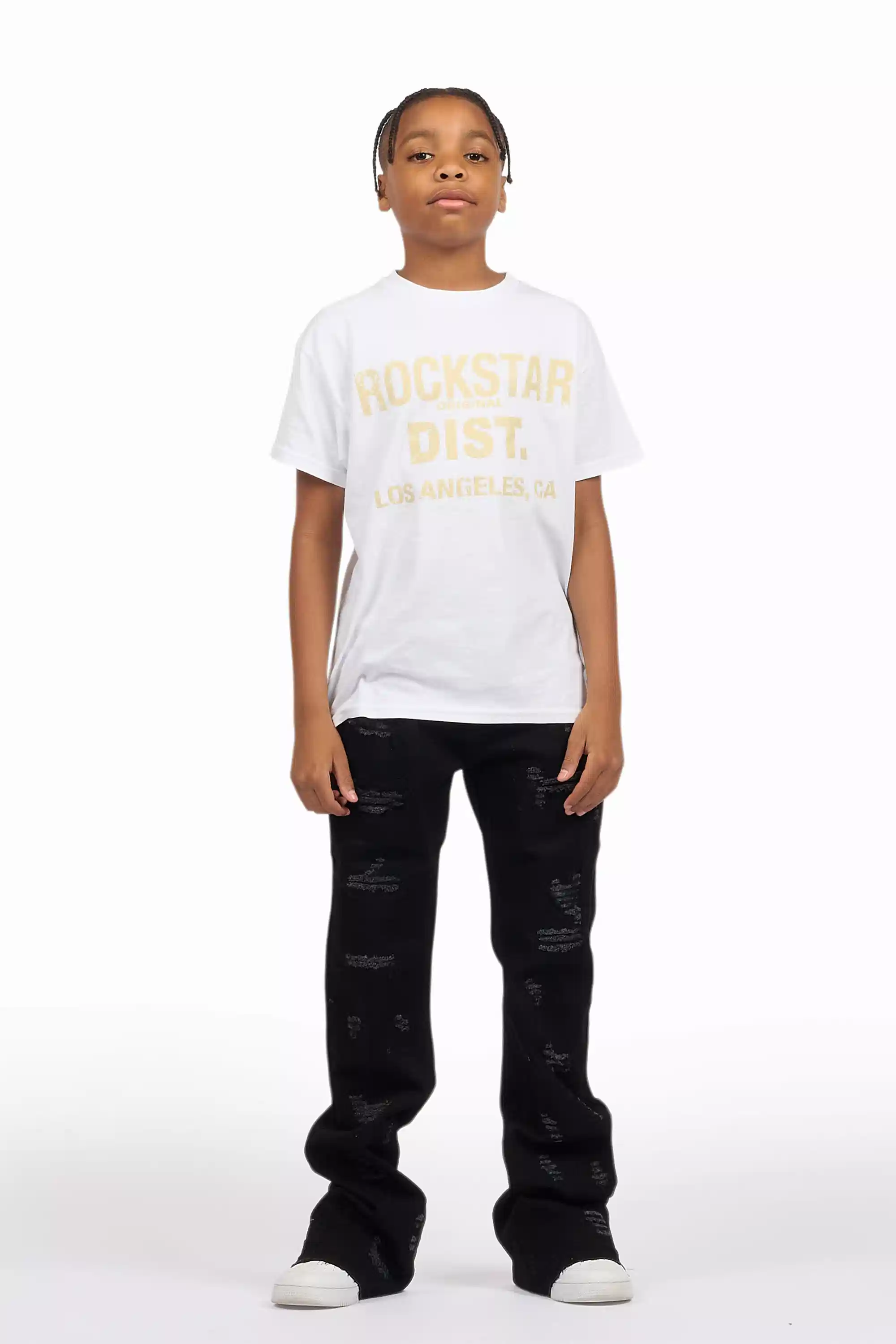Boys Holibert Jet Black Stacked Flare Jean - Image 3