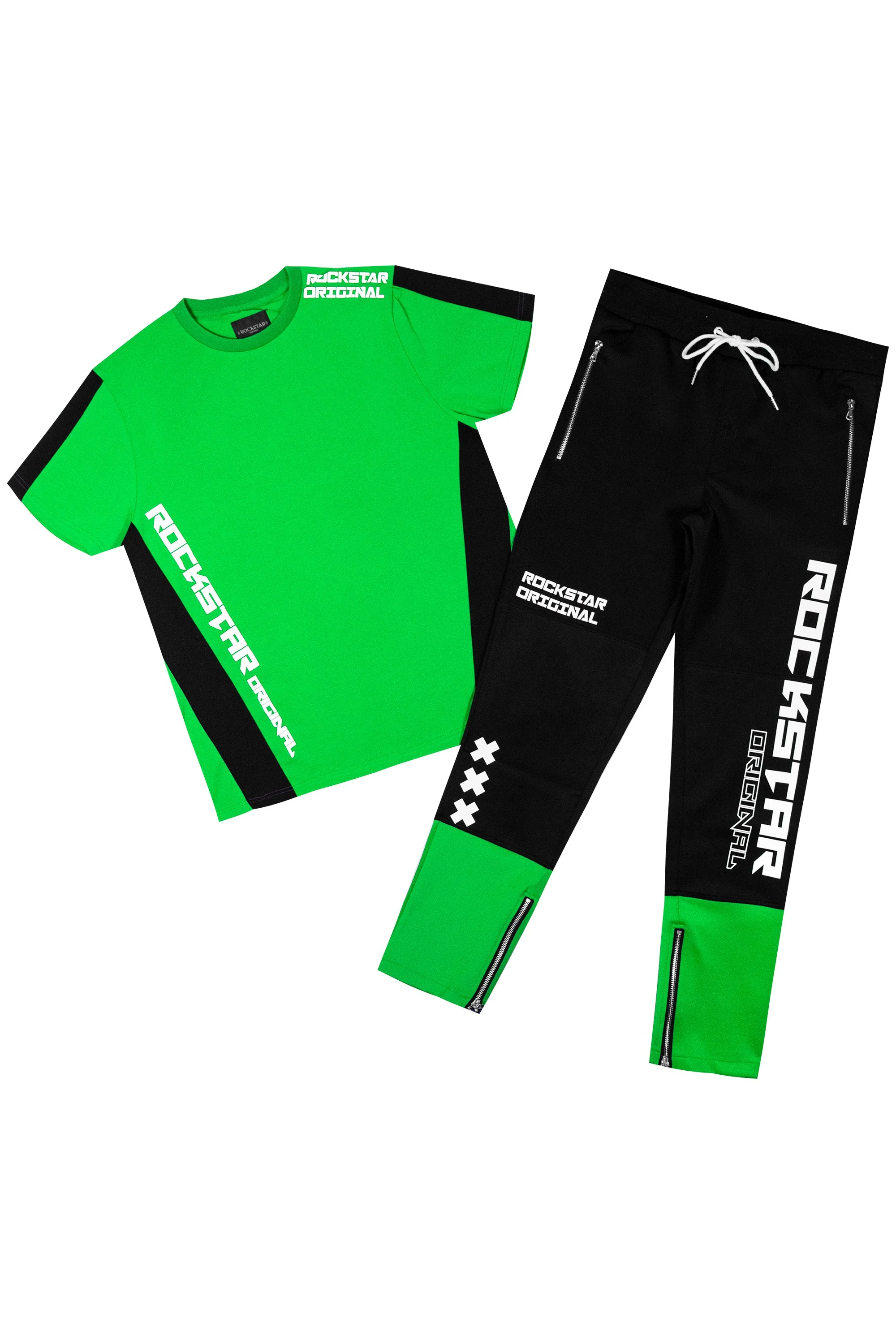 Kids Wade T-Shirt Track Set- Green - Image 3