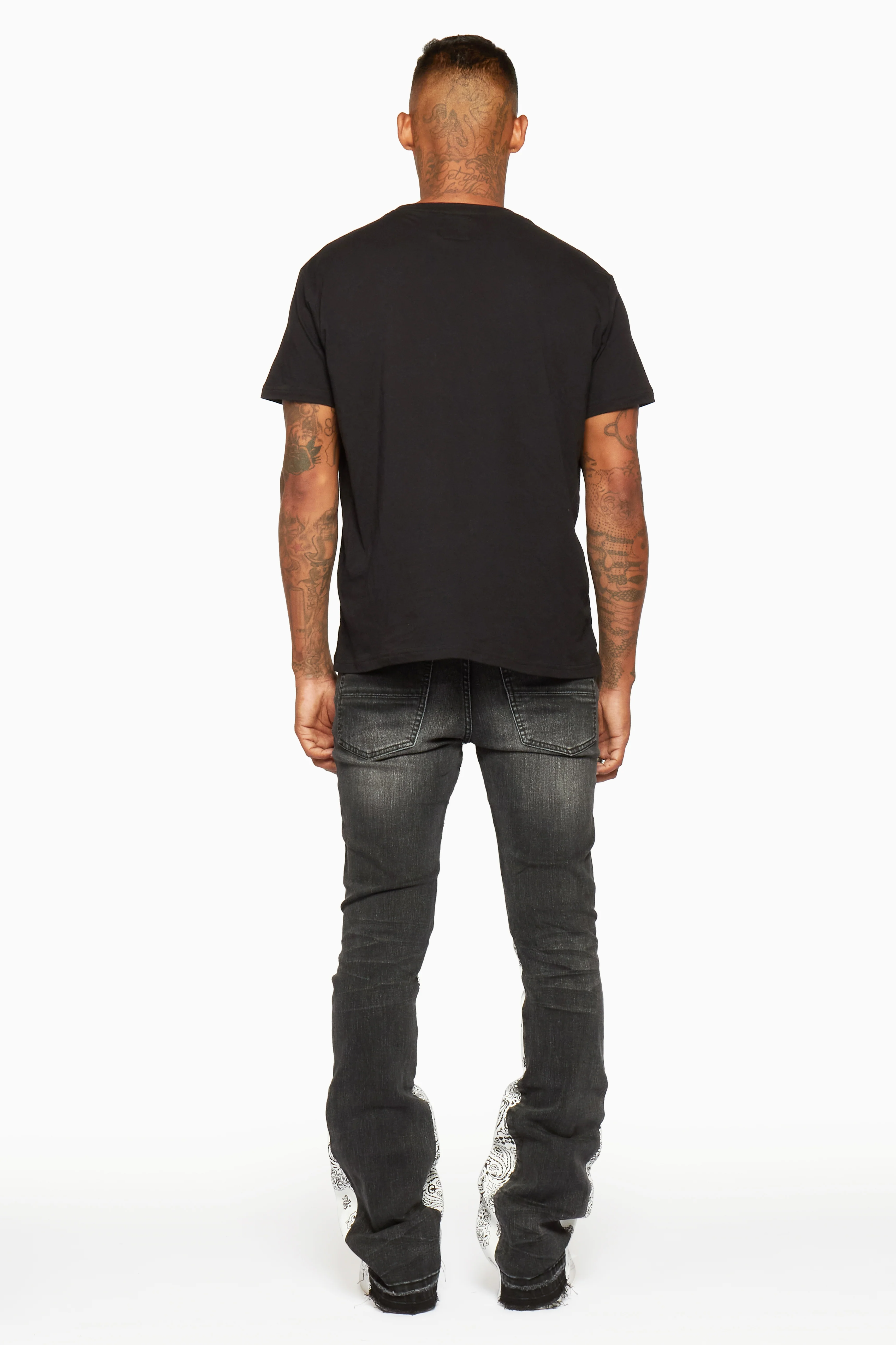 Wiz Dark Grey/White Stacked Flare Jean - Image 7