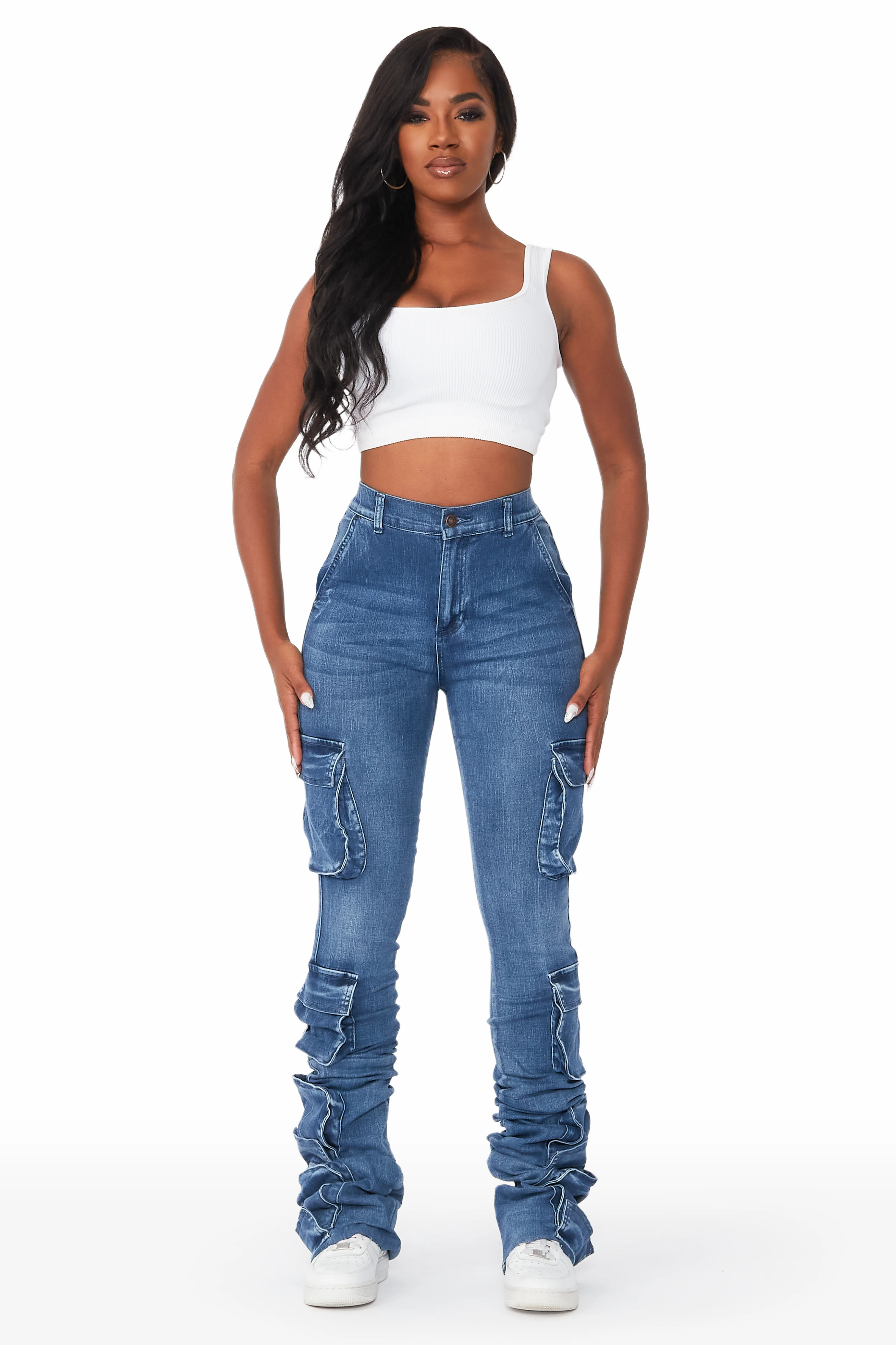 Phoebe Med. Wash Super Stacked Jean - Image 3